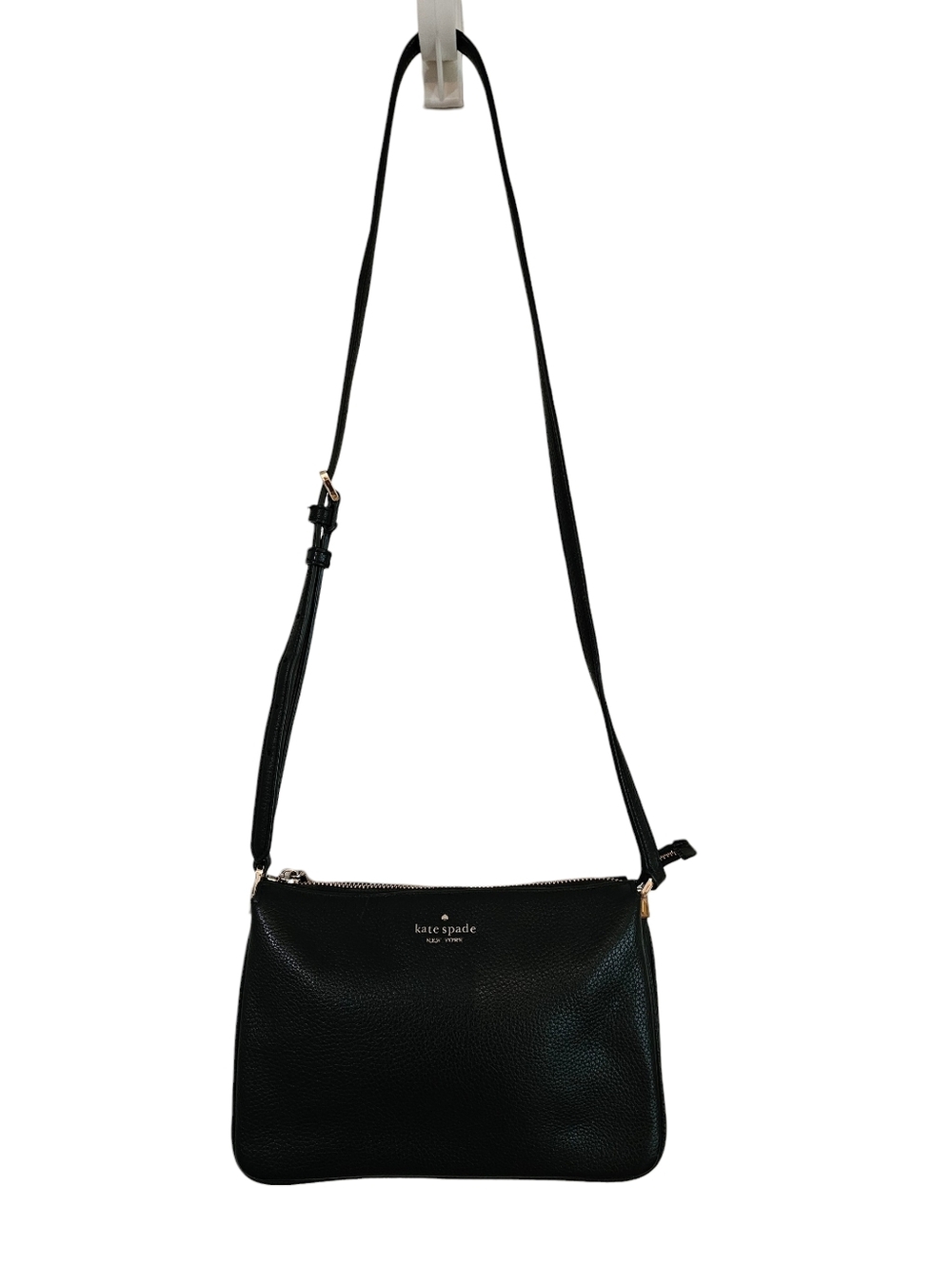 **SOLD** Pebbled Black Leather Kate Spade Jackson Triple Gusset Crossbody Bag - Picture 3 of 16